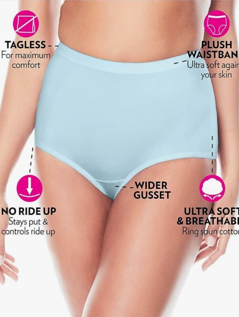 Comfort Choice Plus Size Full Coverage Nylon Panties 8 Pack Size 11  MultiColor